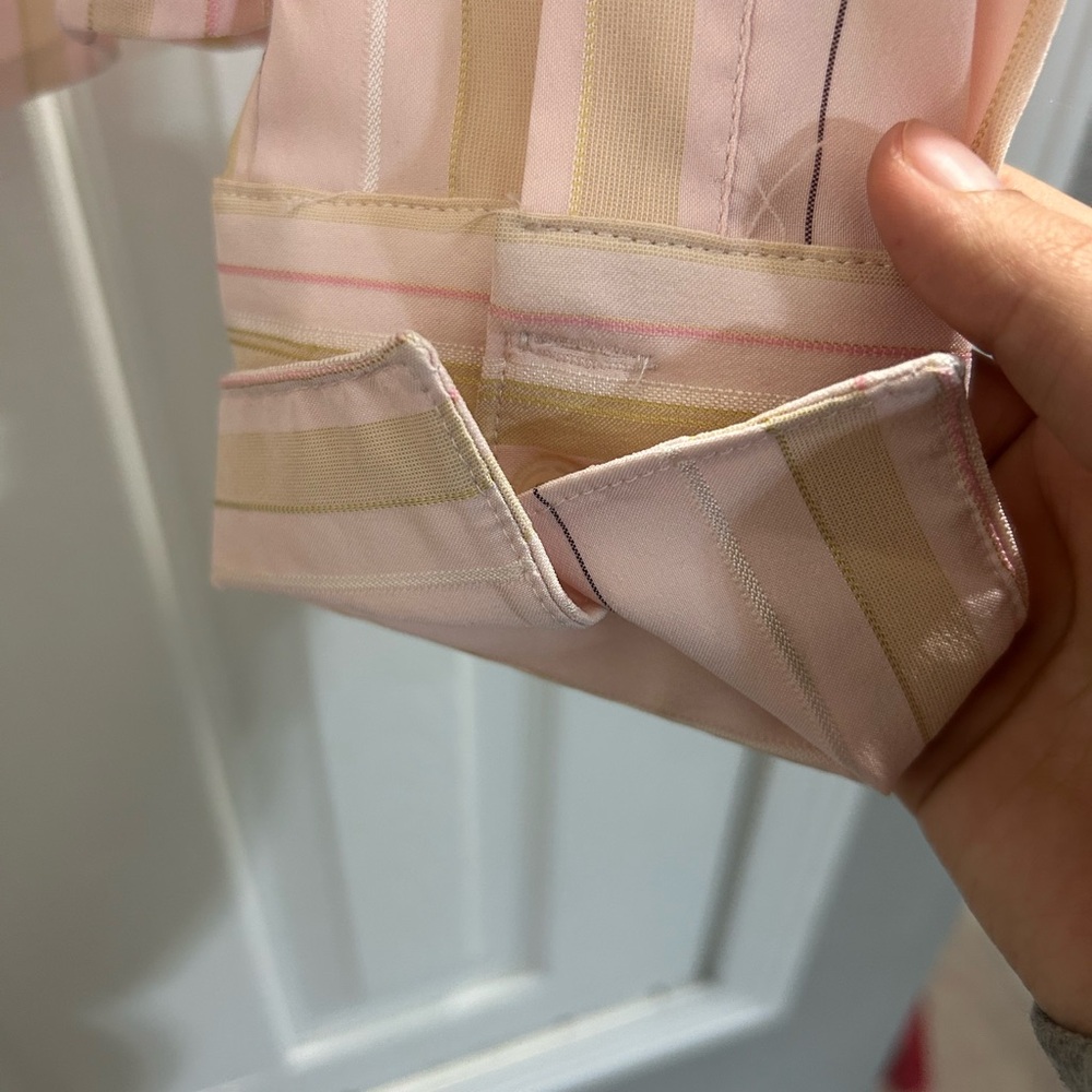 Finity pink, yellow & beige striped long sleeve blouse with a wide collar - Picture 4 of 5